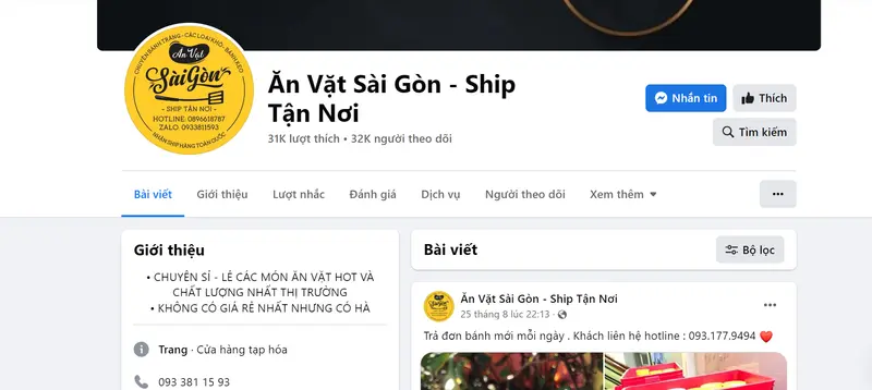 Cứa hàng bán đồ ăn vặt online